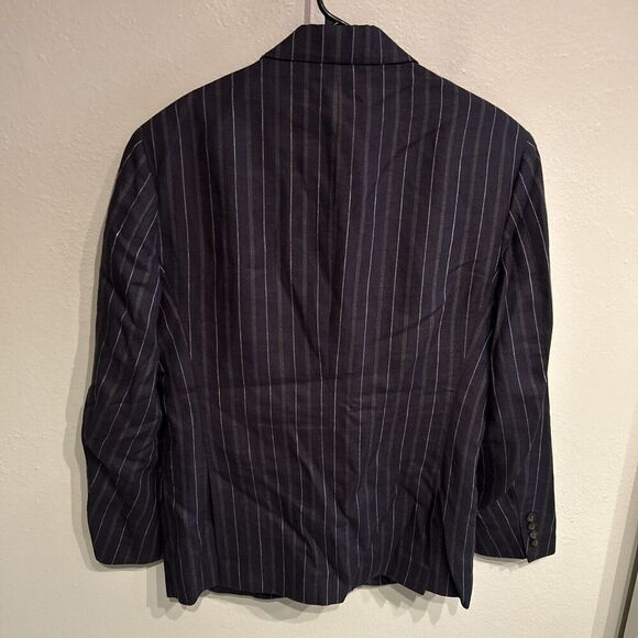 Polo Ralph Lauren Mens 40R Linen Wool Blue Pinstriped Blazer Made In Italy - Picture 6 of 10
